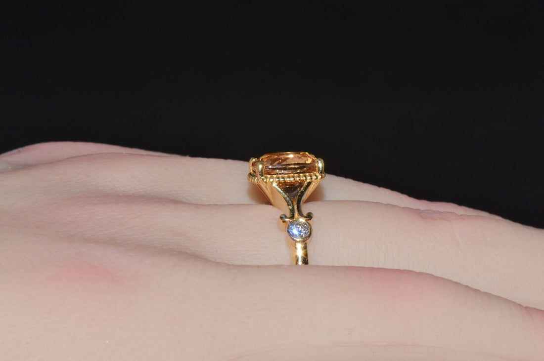 Certified Natural 2.82CTS VS F Diamond Morganite 18K Solid Gold Ring
