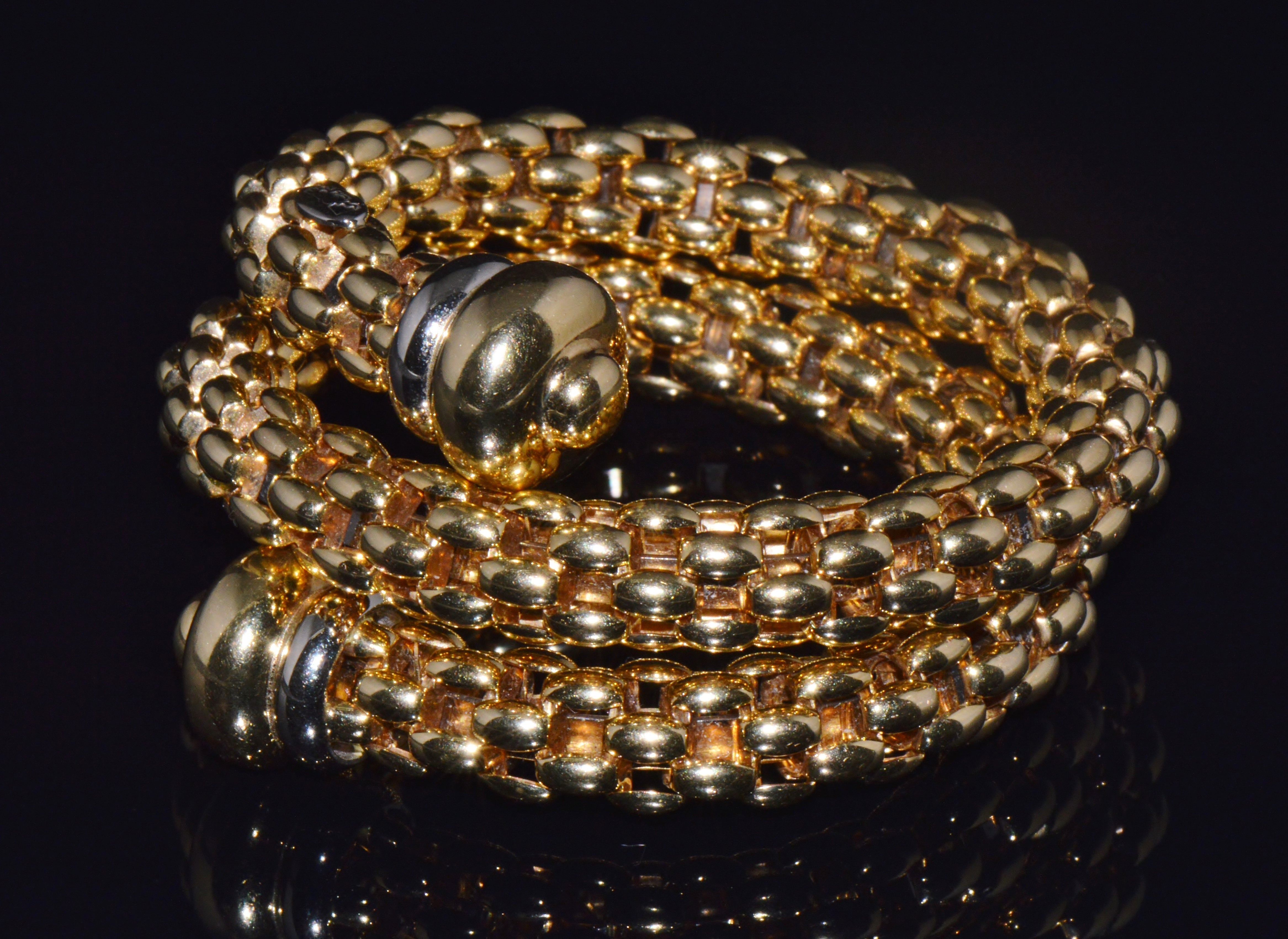 Vintage FOPE Flex’it Double Wrap Bangle Bracelet in 18K Yellow & White Gold