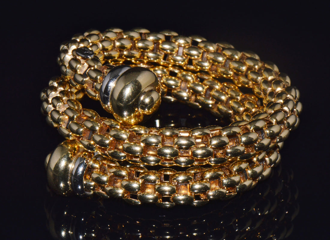 Vintage FOPE Flex’it Double Wrap Bangle Bracelet in 18K Yellow & White Gold