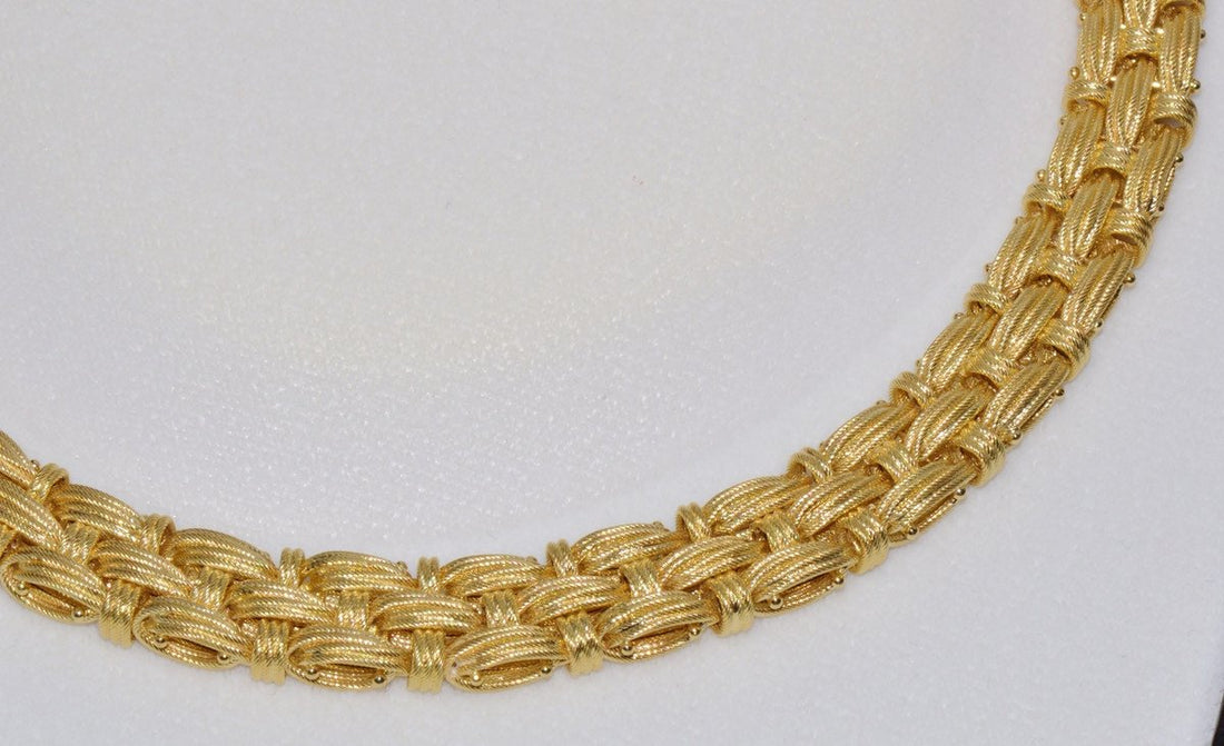 Roberto Coin Appassionata Solid 18K Yellow Gold Woven Collar Necklace – 77 Grams