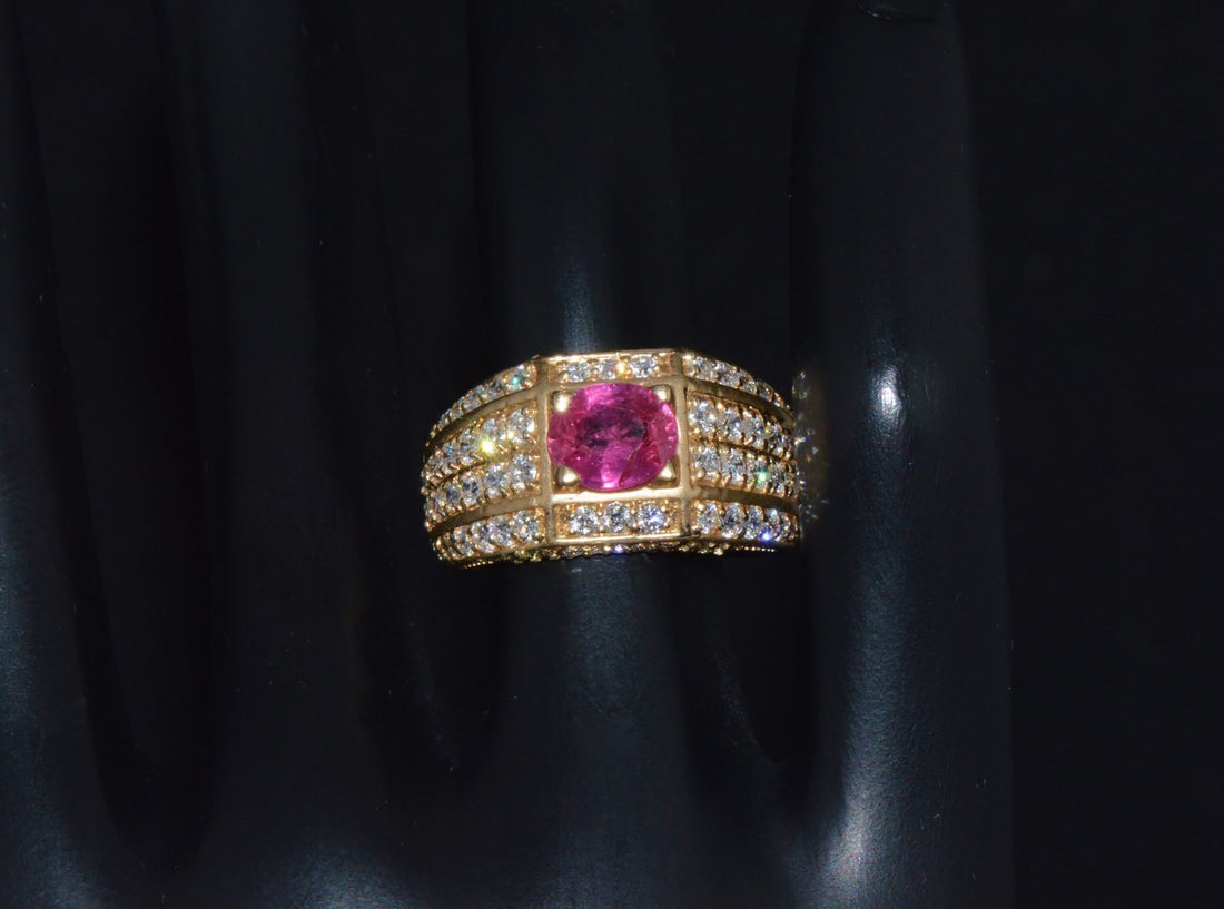 Certified Natural 2.81Cts VS F Diamond Vivid Red Ruby 18K Solid Gold Cigar Ring Band
