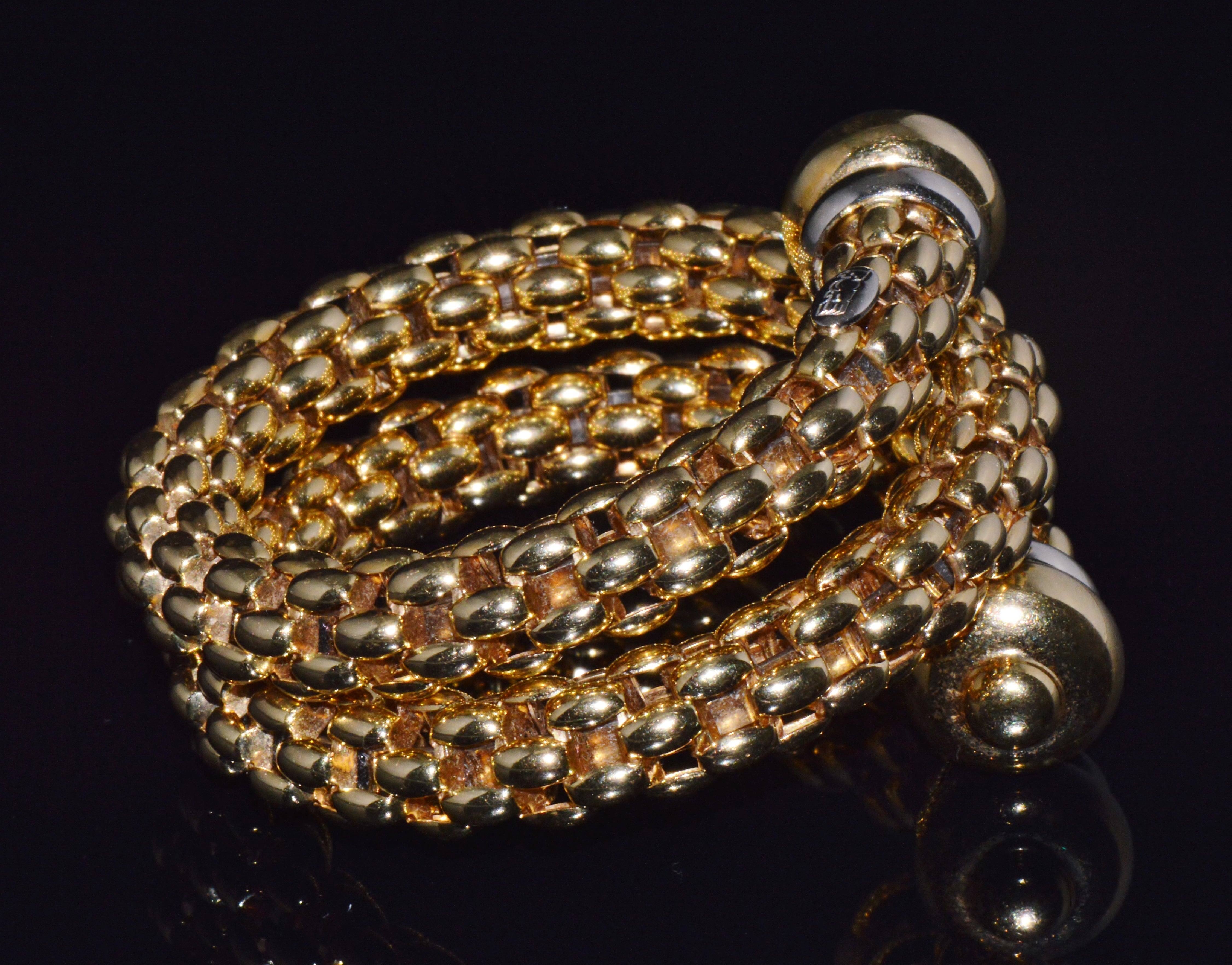 Vintage FOPE Flex’it Double Wrap Bangle Bracelet in 18K Yellow & White Gold
