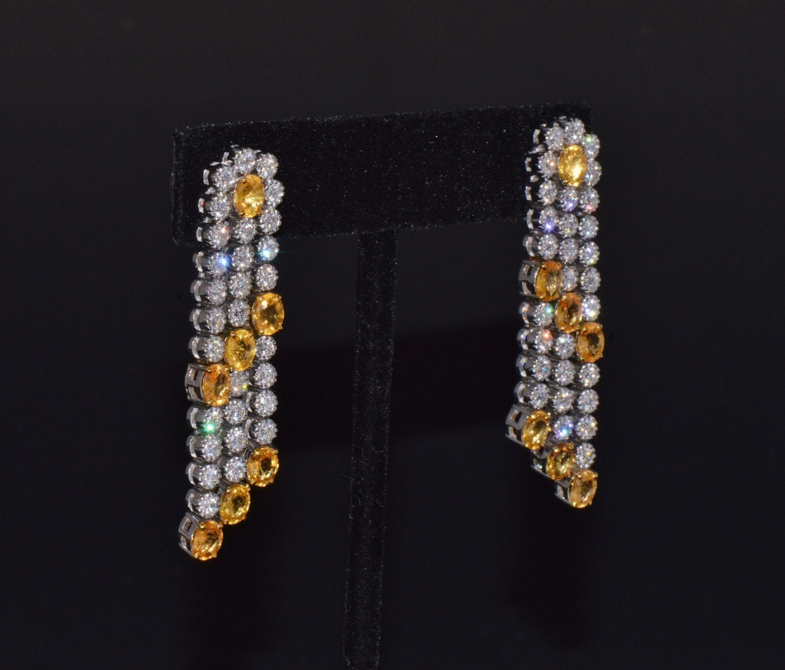 Certified Natural 8.96CTS VS F Diamond Yellow Sapphire 18K Solid Gold Dangle Earrings