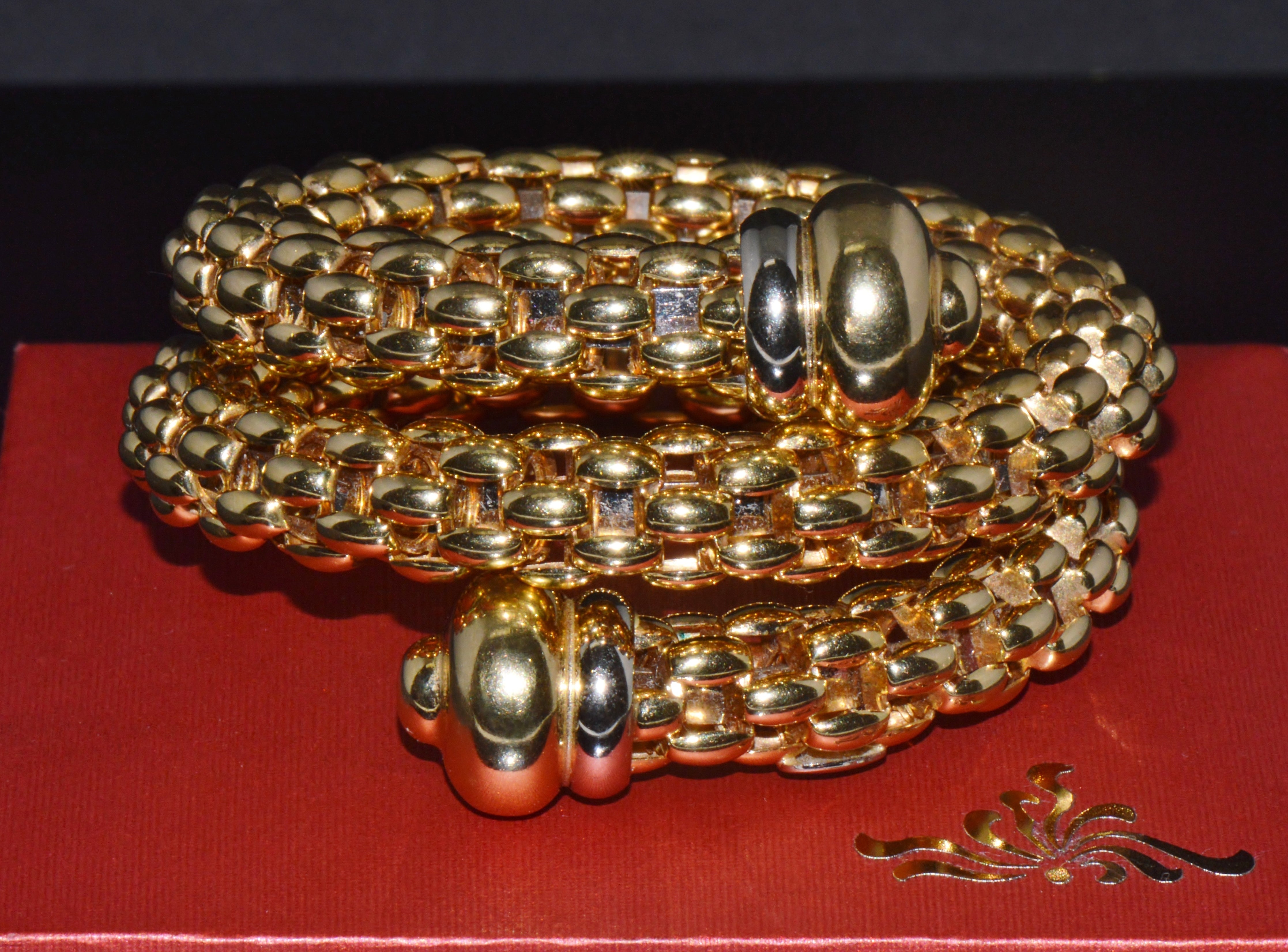Vintage FOPE Flex’it Double Wrap Bangle Bracelet in 18K Yellow & White Gold