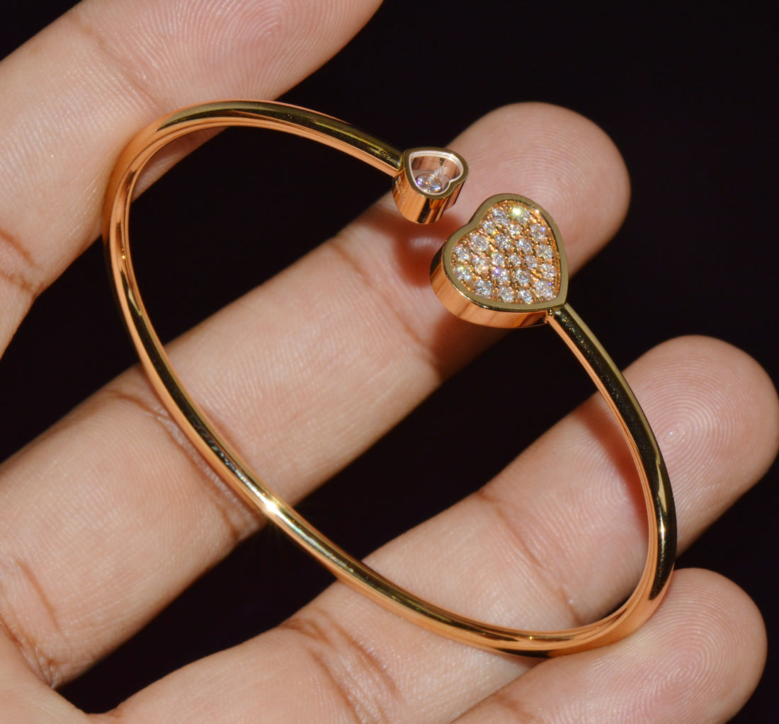 Authentic Chopard Happy Hearts 0.45ct Diamond Open Bangle Bracelet in 18K Rose Gold