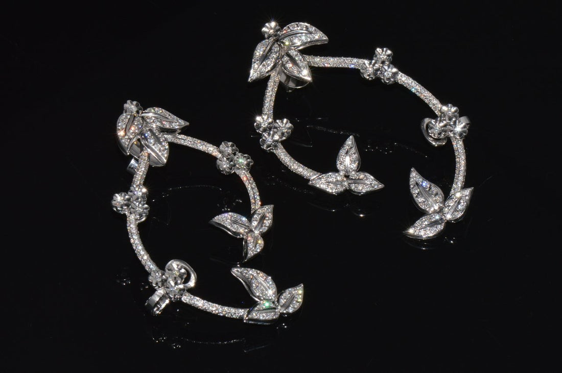 Gorgeous Natural 4.1Cts VS F Diamond 18K Solid Gold Chandelier Cuff Earrings