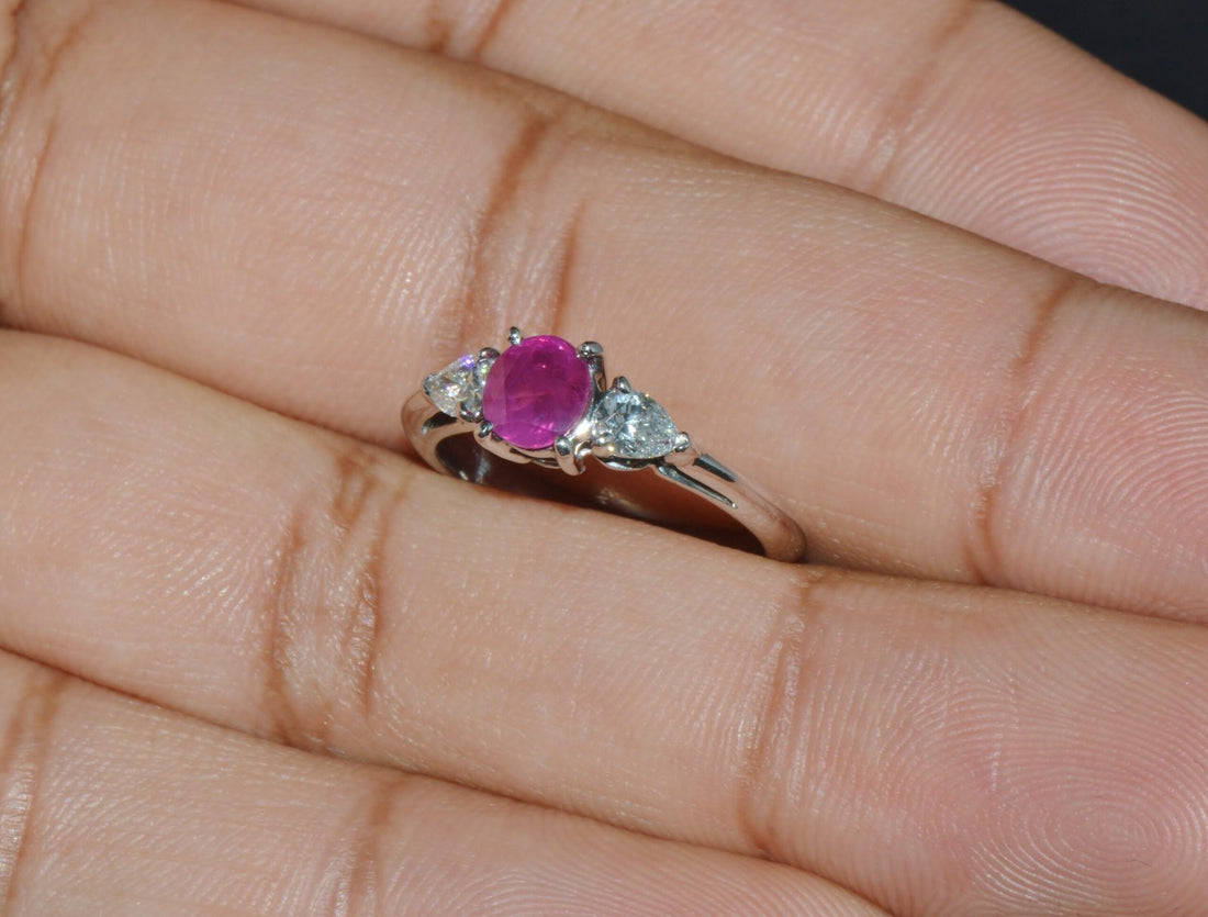 Authentic Tiffany & Co. Natural 1.15Cts VS G Diamond Ruby 950 Platinum Engagement Ring