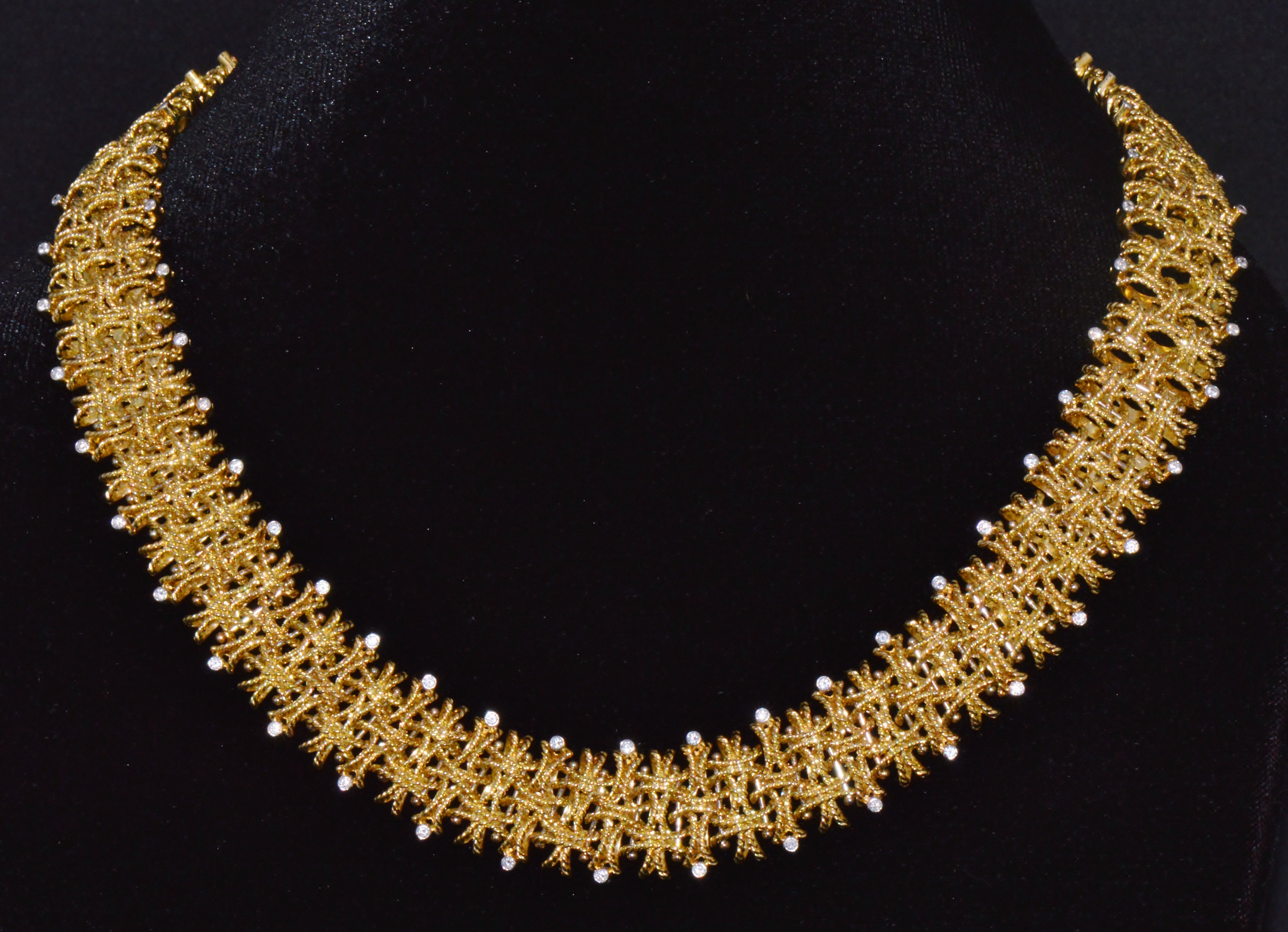 Roberto Coin Barocco 1.36CT Diamond Soild 18K Yellow Gold Collar Necklace 124.9G