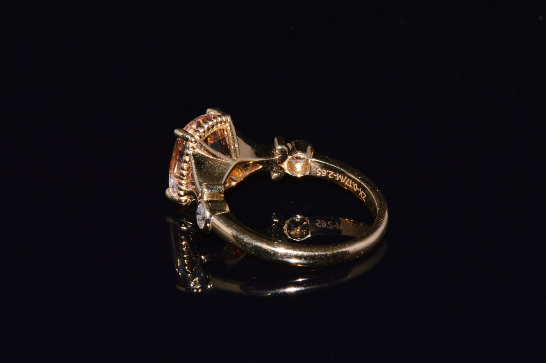 Certified Natural 2.82CTS VS F Diamond Morganite 18K Solid Gold Ring