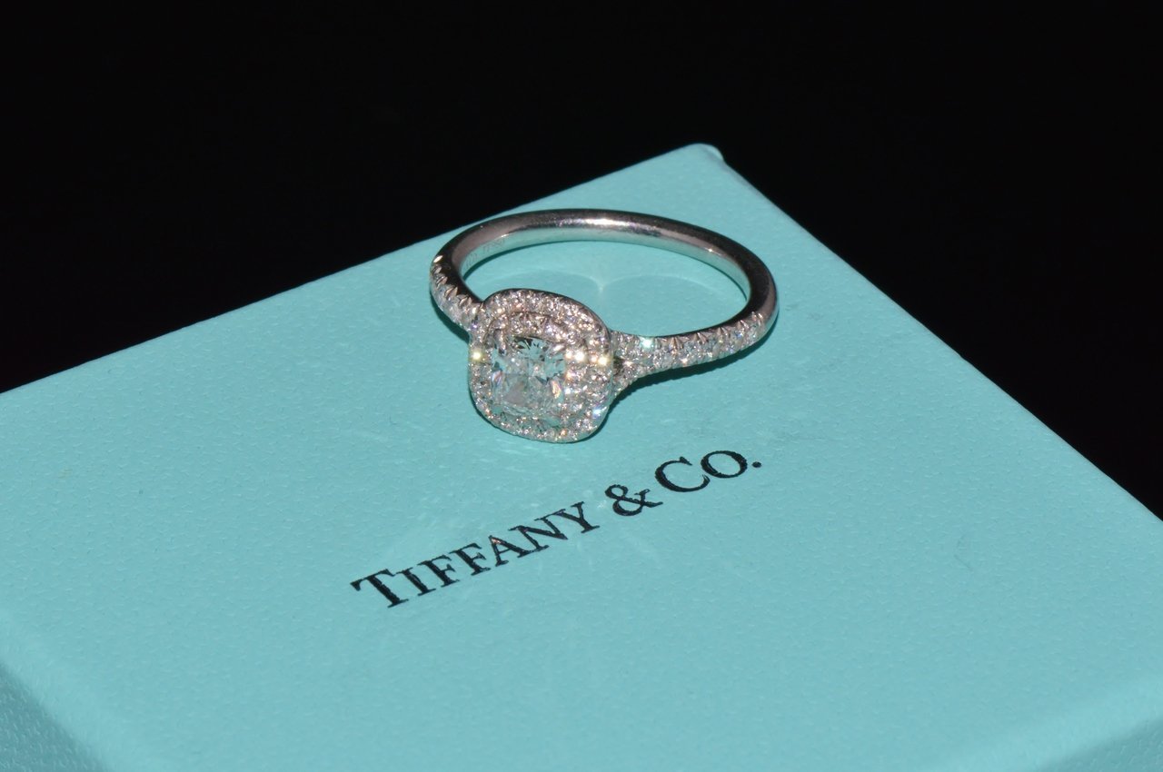Vintage Tiffany & Co. Natural 0.79Cts F VVS1 Diamond Soleste 950 Platinum Engagement Ring