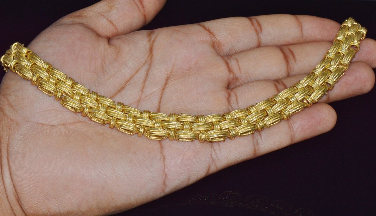 Roberto Coin Appassionata Solid 18K Yellow Gold Woven Collar Necklace – 77 Grams