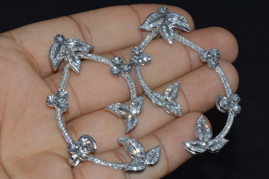 Gorgeous Natural 4.1Cts VS F Diamond 18K Solid Gold Chandelier Cuff Earrings