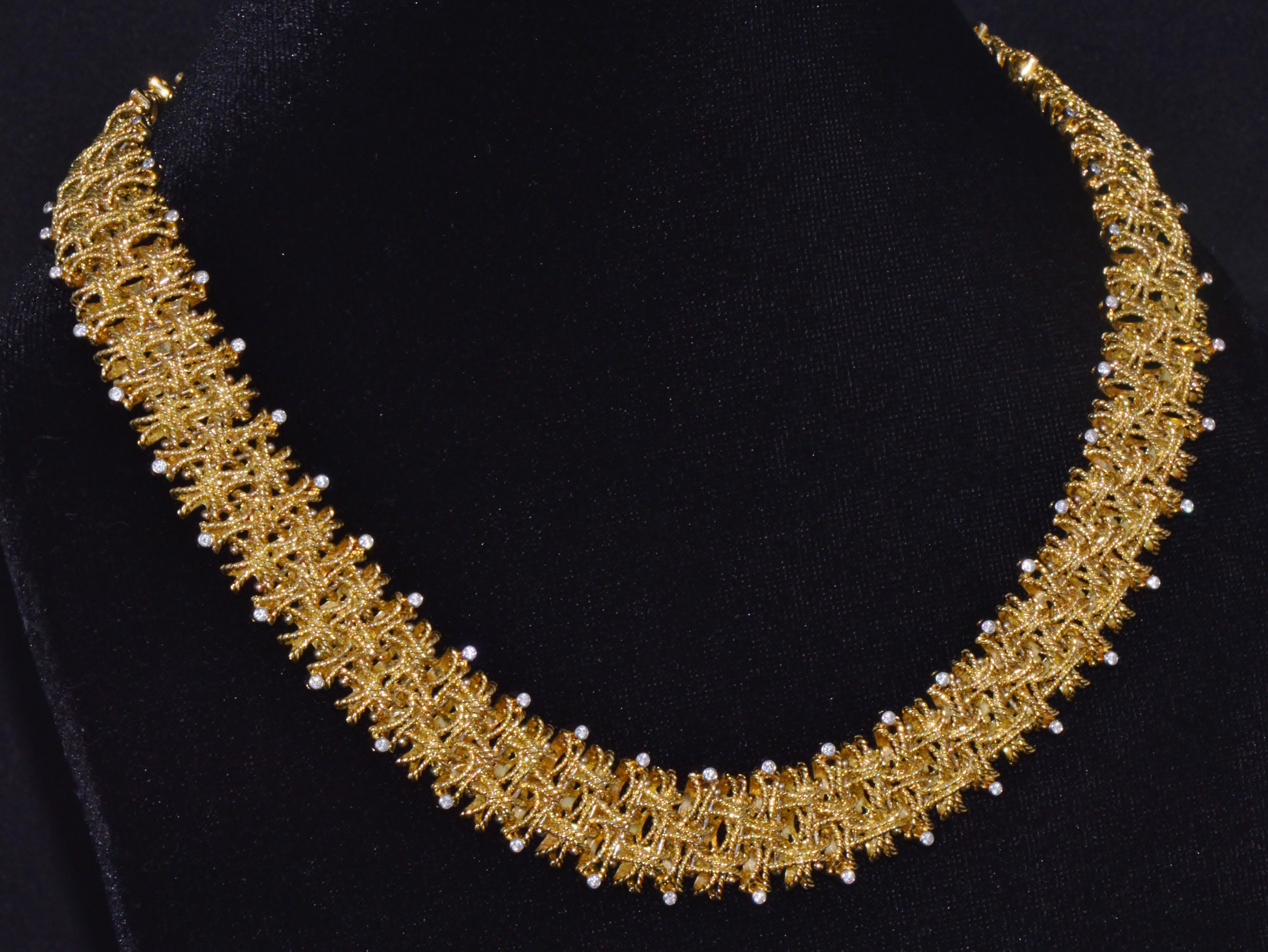 Roberto Coin Barocco 1.36CT Diamond Soild 18K Yellow Gold Collar Necklace 124.9G