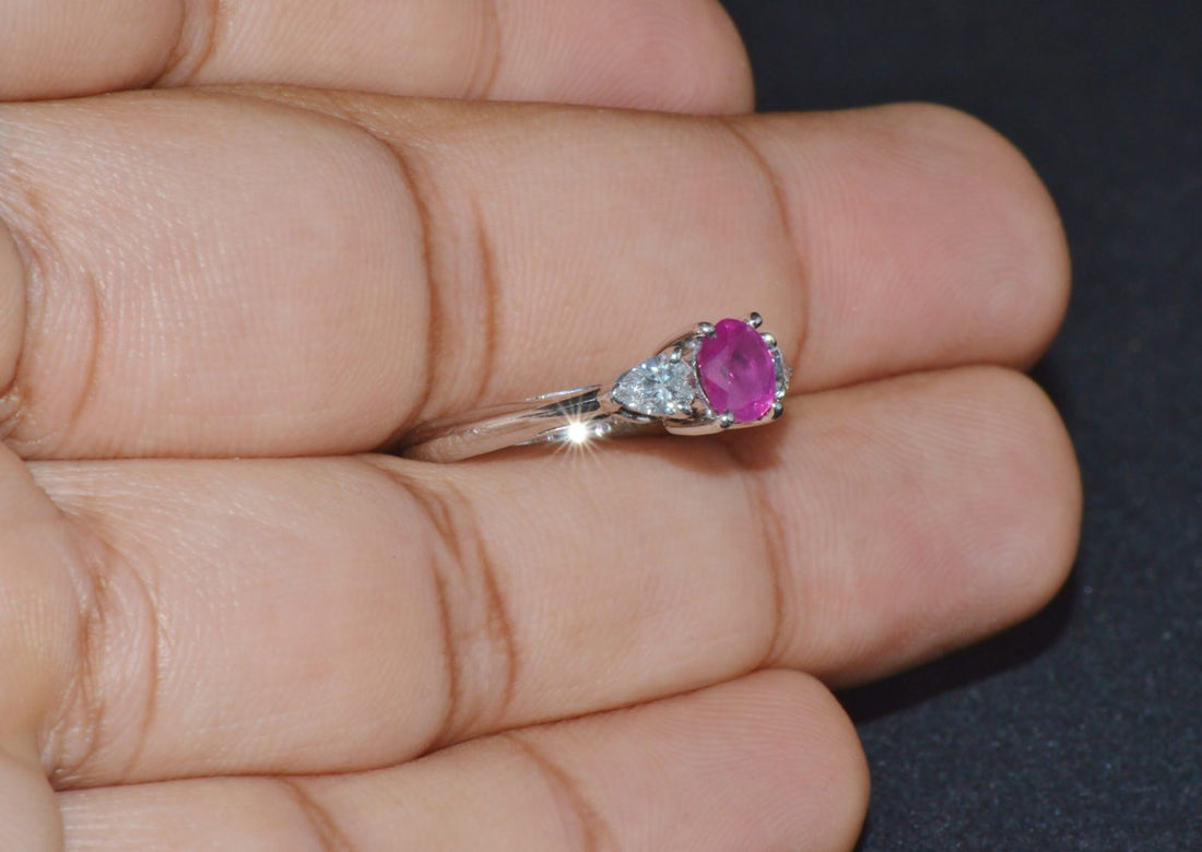 Authentic Tiffany & Co. Natural 1.15Cts VS G Diamond Ruby 950 Platinum Engagement Ring