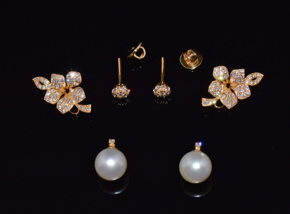 Certified Natural Solid 18K Gold 21.53CTS Diamond South Sea Pearl 3-IN-1 Convertible Earrings
