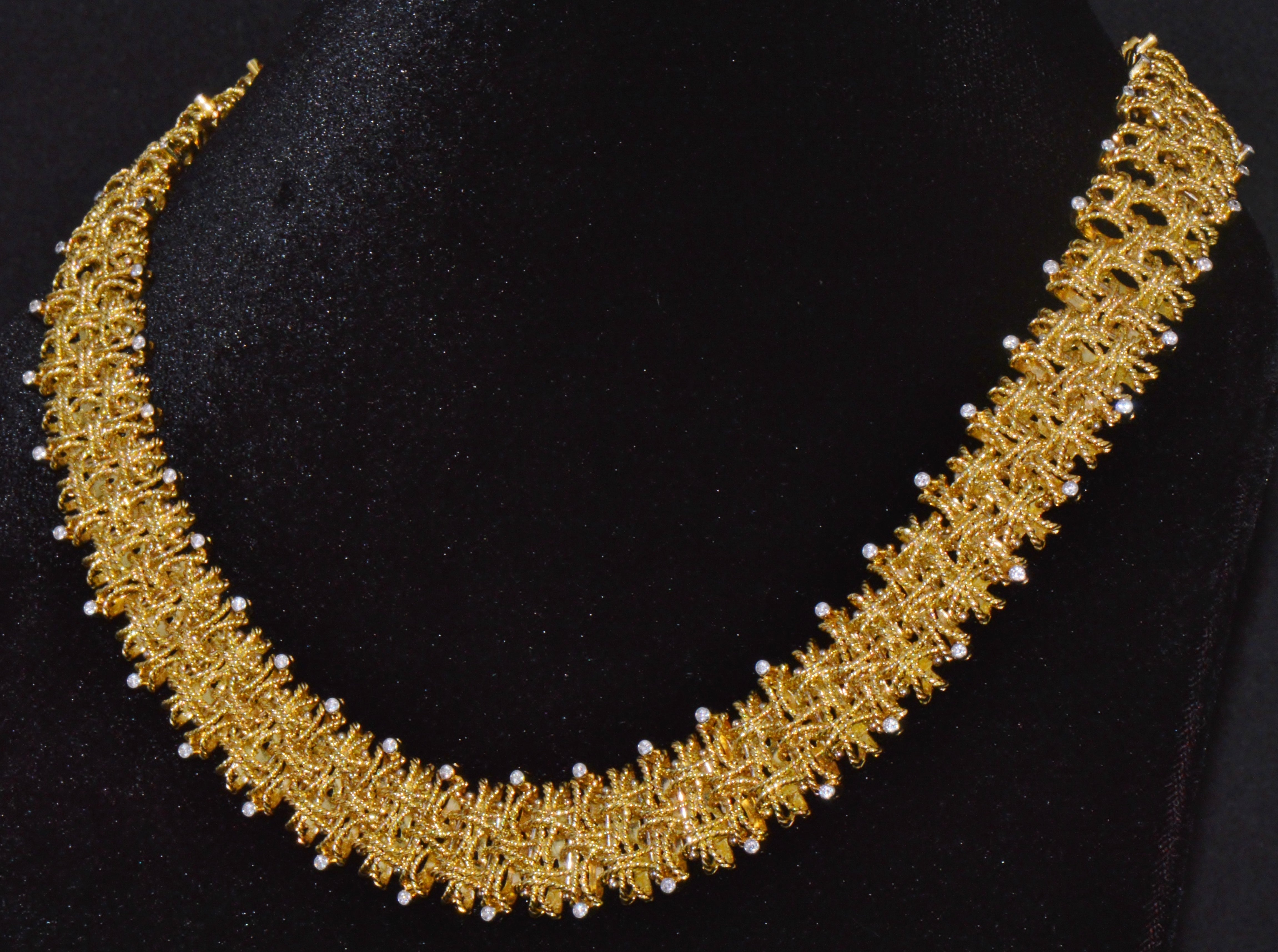 Roberto Coin Barocco 1.36CT Diamond Soild 18K Yellow Gold Collar Necklace 124.9G
