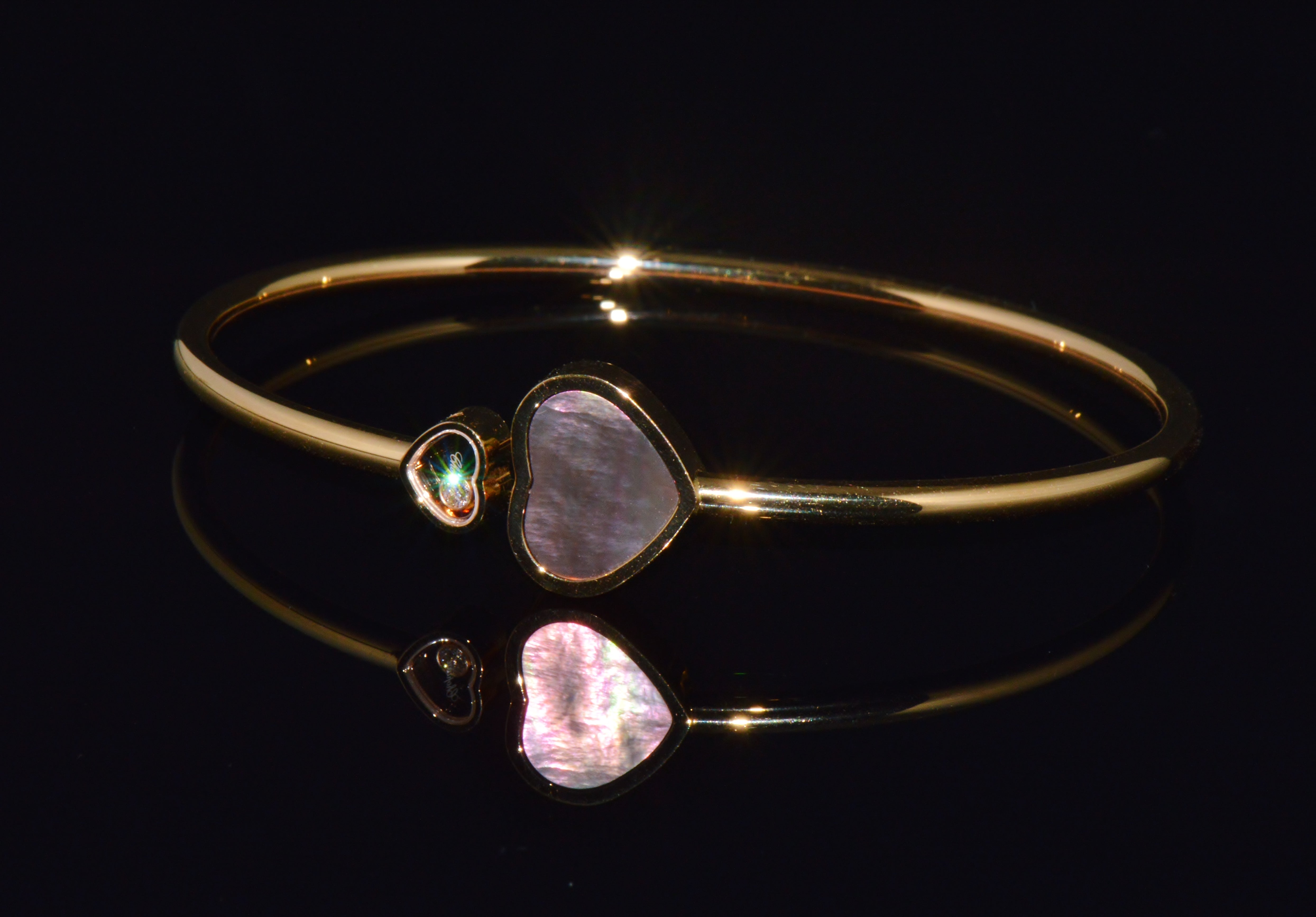 Chopard Happy Hearts Tahitian Mother-of-Pearl Diamond 18K Rose Gold Bangle