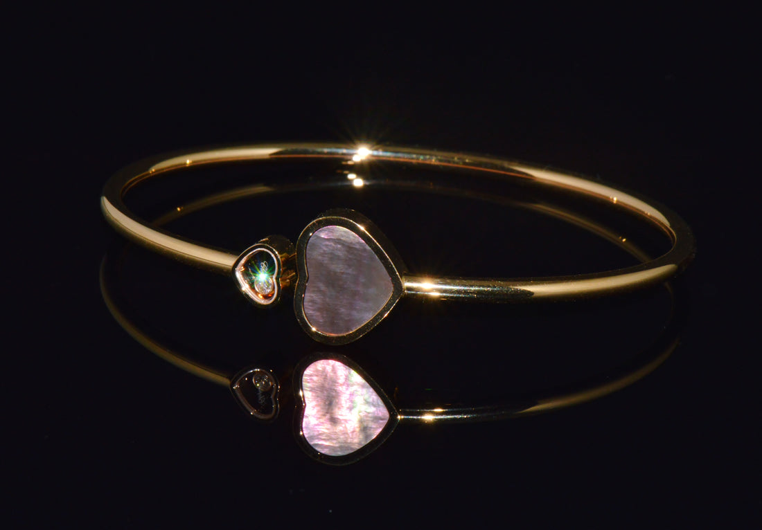 Chopard Happy Hearts Tahitian Mother-of-Pearl Diamond 18K Rose Gold Bangle