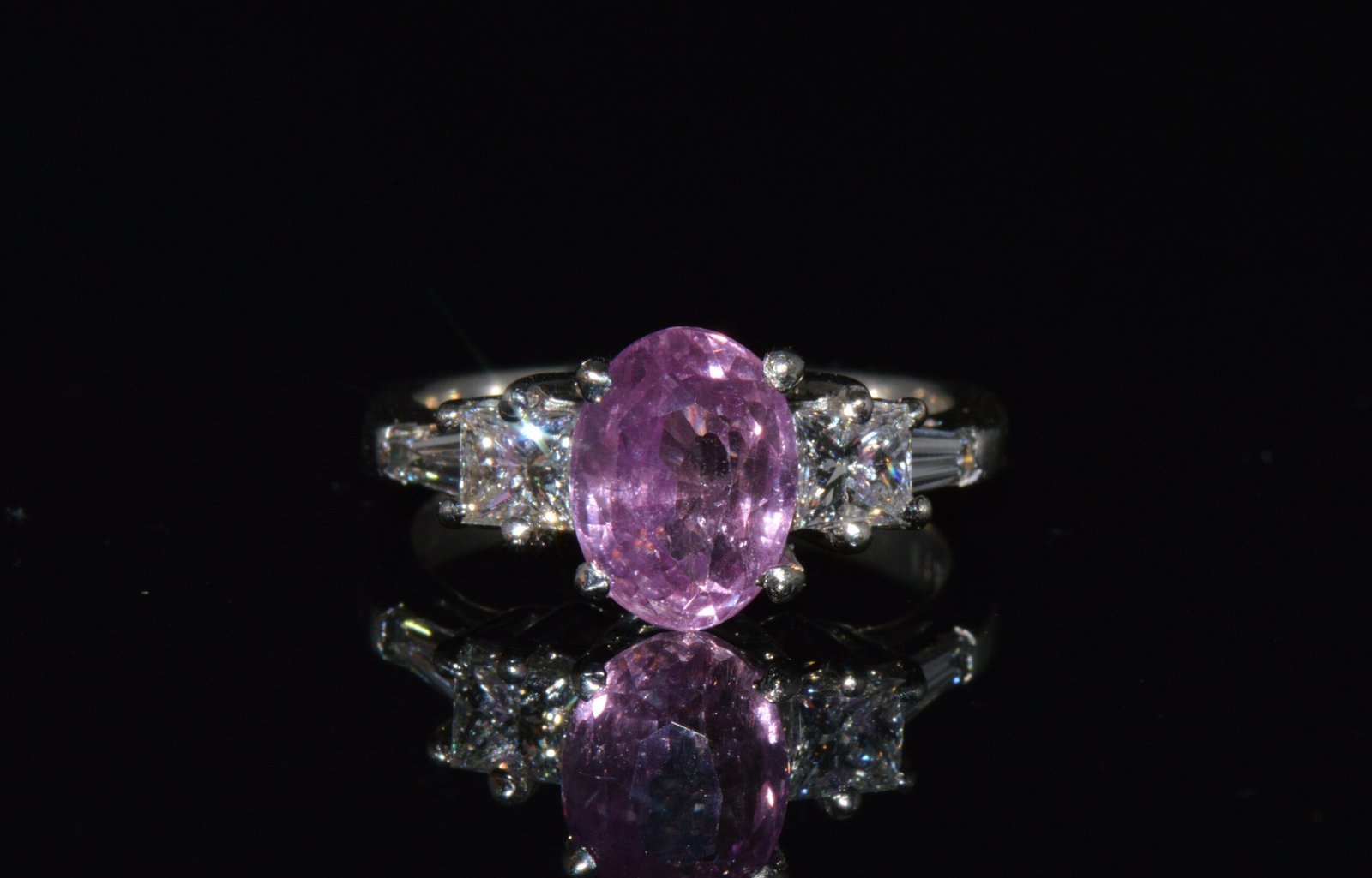 GIA Certified Natural 3.53Cts Diamond Sapphire Five Stone Platinum Ring