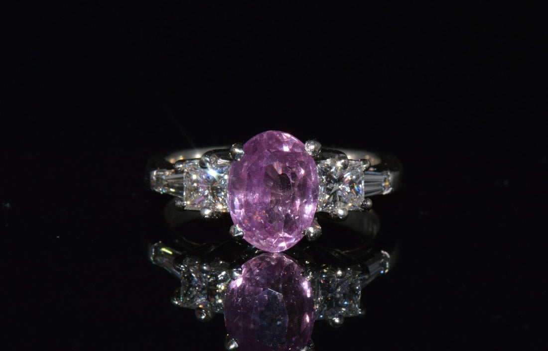 GIA Certified Natural 3.53Cts Diamond Sapphire Five Stone Platinum Ring