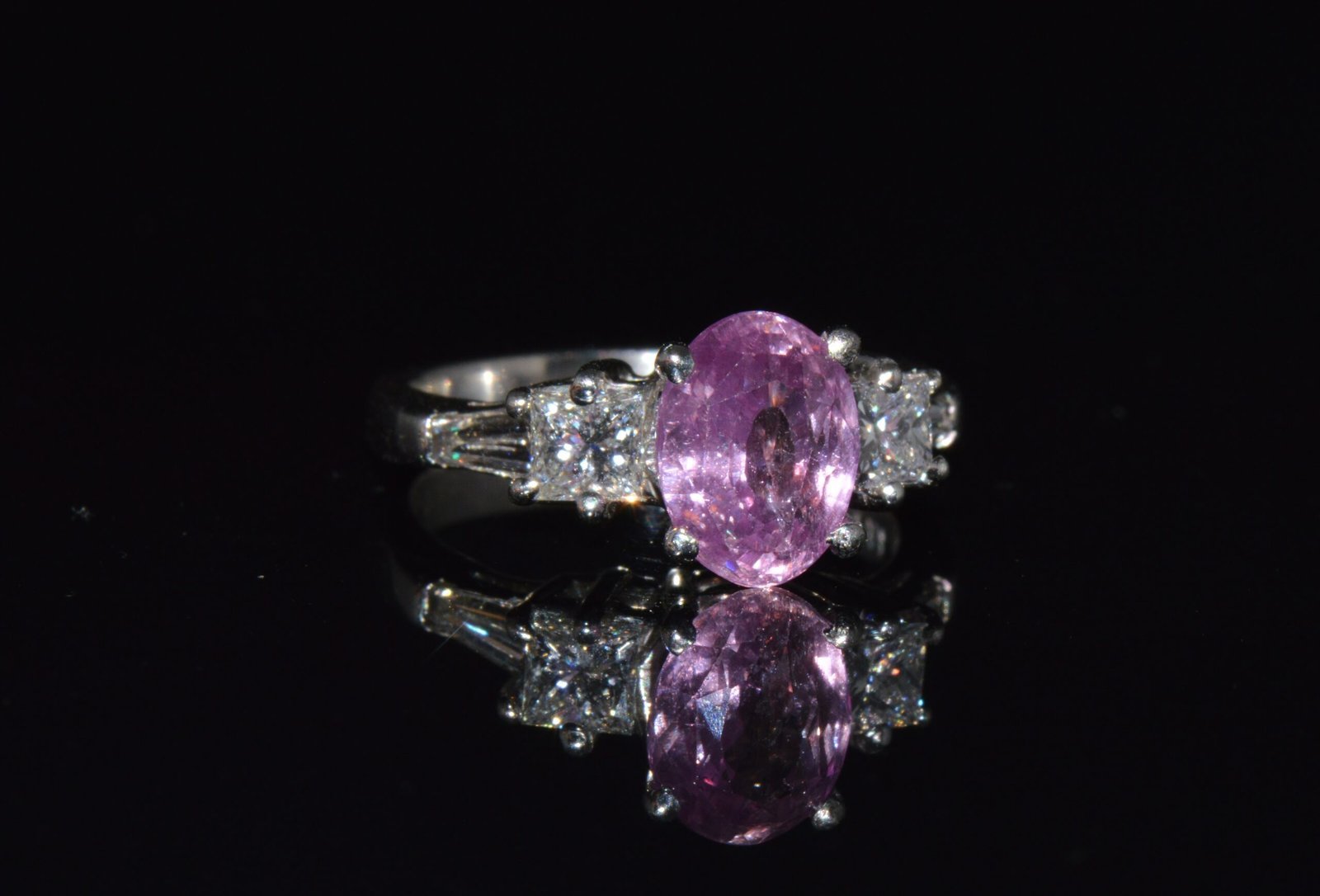 GIA Certified Natural 3.53Cts Diamond Sapphire Five Stone Platinum Ring