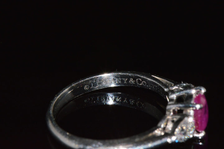 Authentic Tiffany & Co. Natural 1.15Cts VS G Diamond Ruby 950 Platinum Engagement Ring