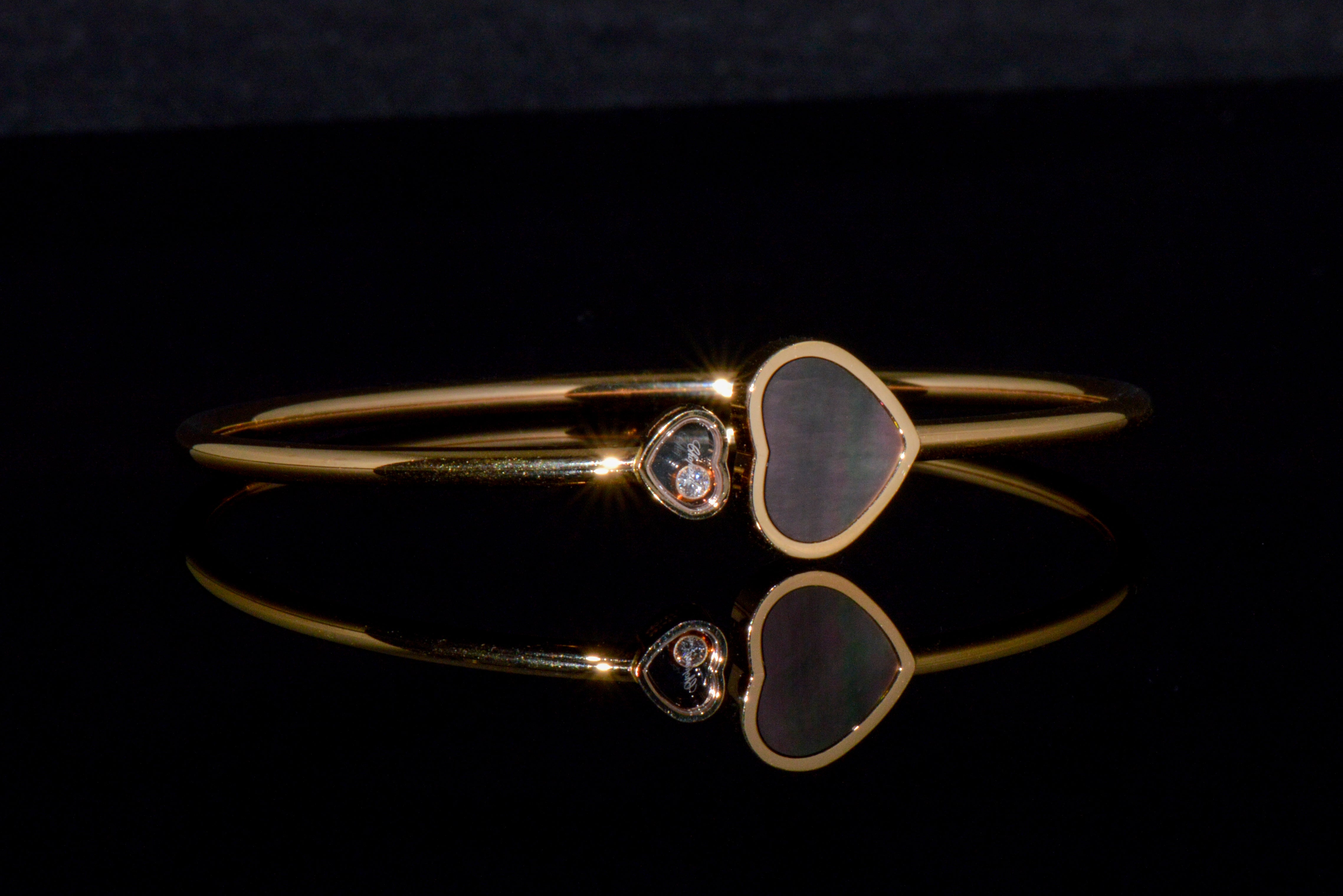 Chopard Happy Hearts Tahitian Mother-of-Pearl Diamond 18K Rose Gold Bangle