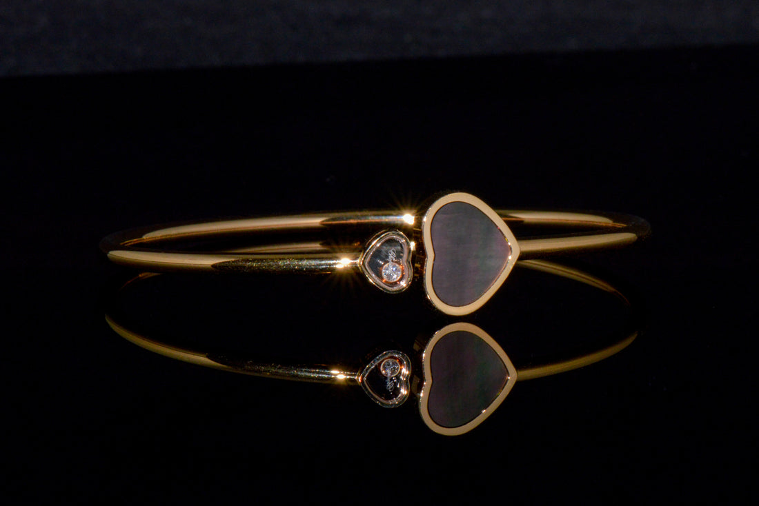 Chopard Happy Hearts Tahitian Mother-of-Pearl Diamond 18K Rose Gold Bangle