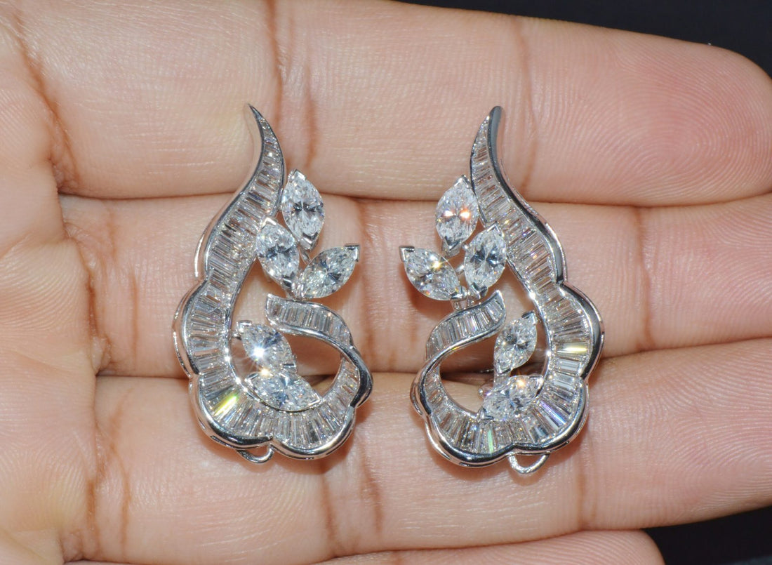GIA Natural 23.23CTS VS F Diamond Colombian Emerald 18K Gold 900 Platinum 2-IN-1 Cluster Dangle Earrings