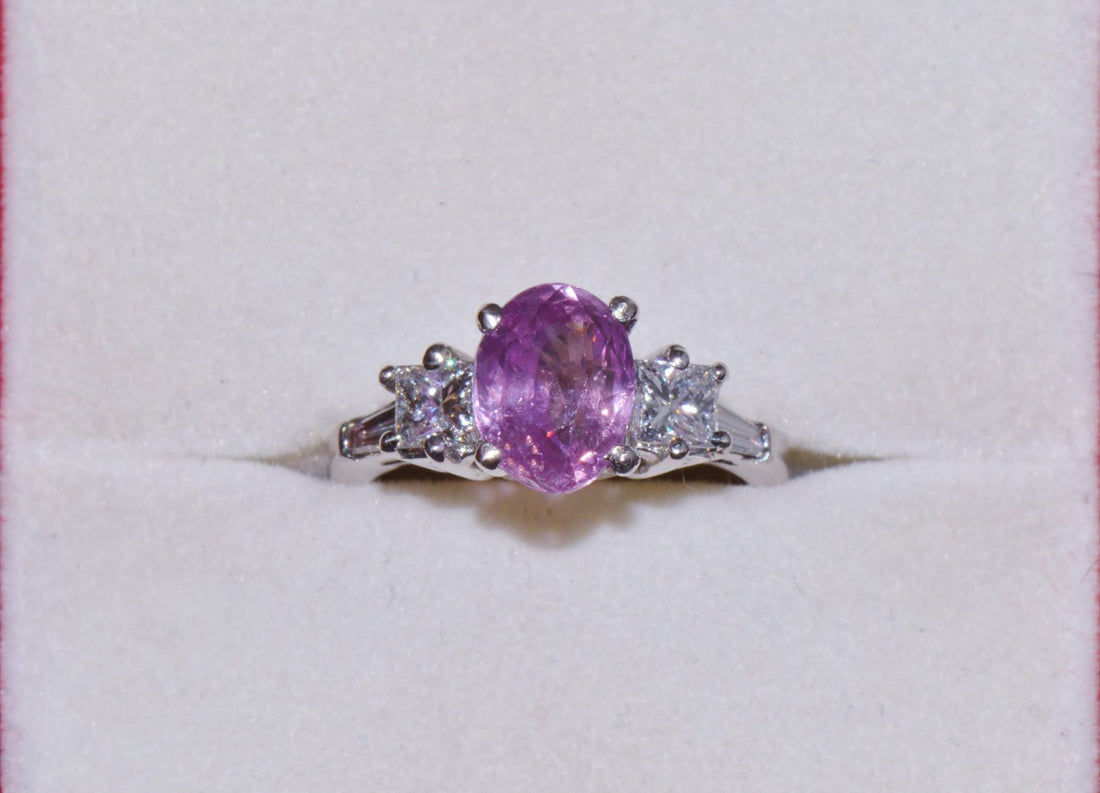 GIA Certified Natural 3.53Cts Diamond Sapphire Five Stone Platinum Ring
