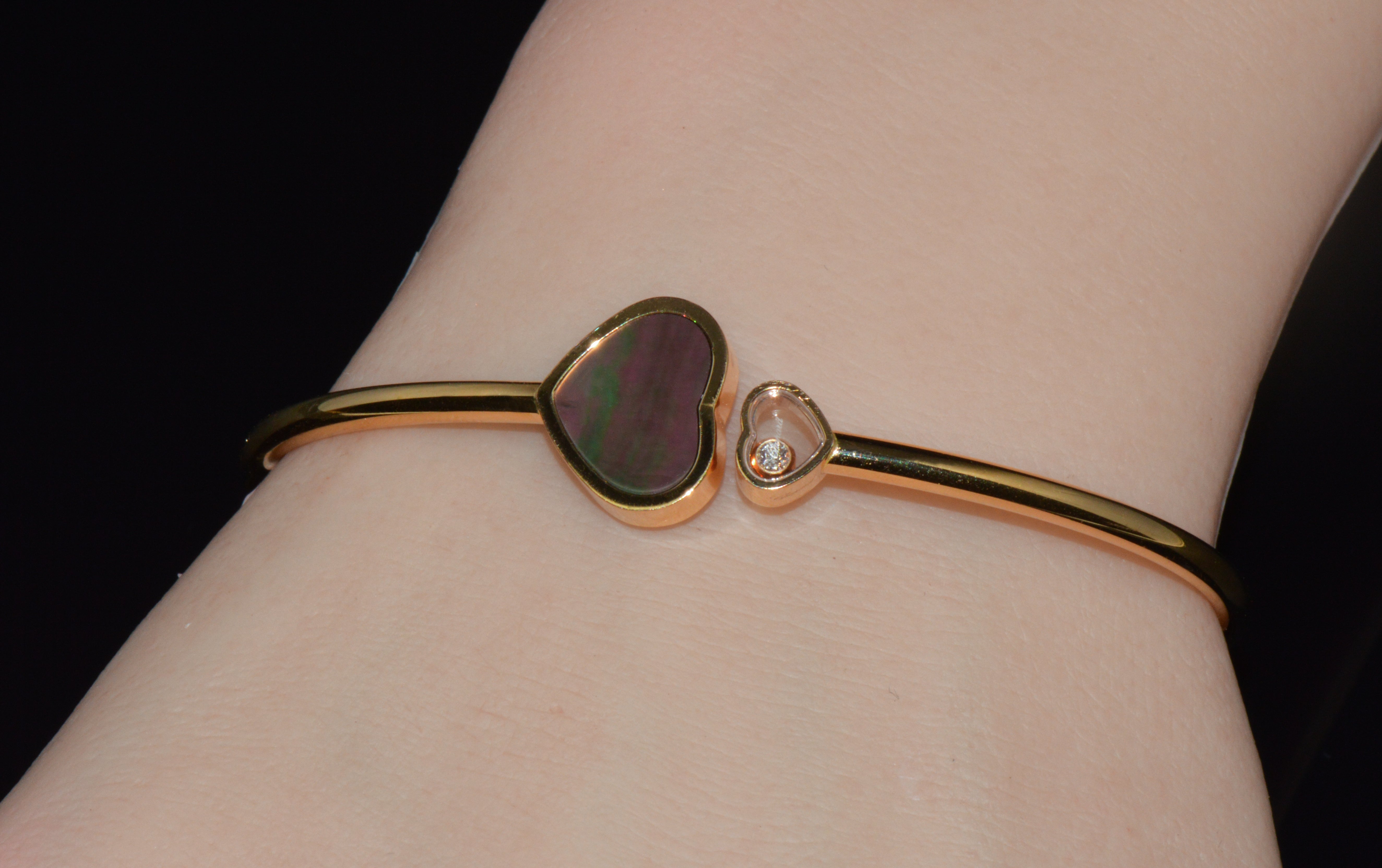 Chopard Happy Hearts Tahitian Mother-of-Pearl Diamond 18K Rose Gold Bangle