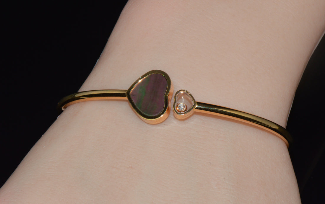 Chopard Happy Hearts Tahitian Mother-of-Pearl Diamond 18K Rose Gold Bangle