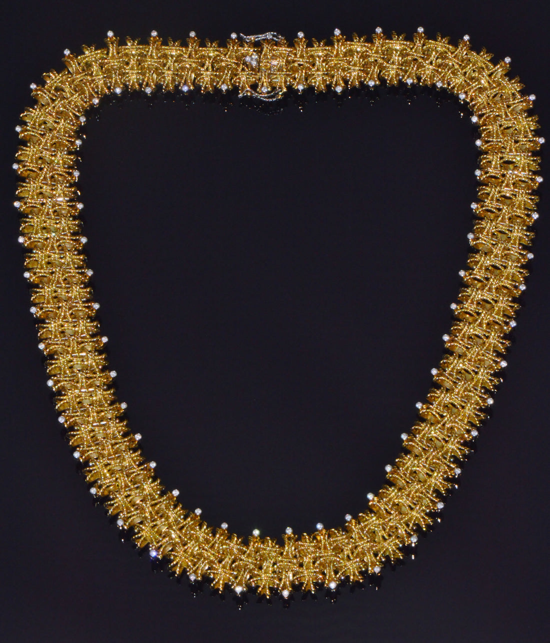 Roberto Coin Barocco 1.36CT Diamond Soild 18K Yellow Gold Collar Necklace 124.9G