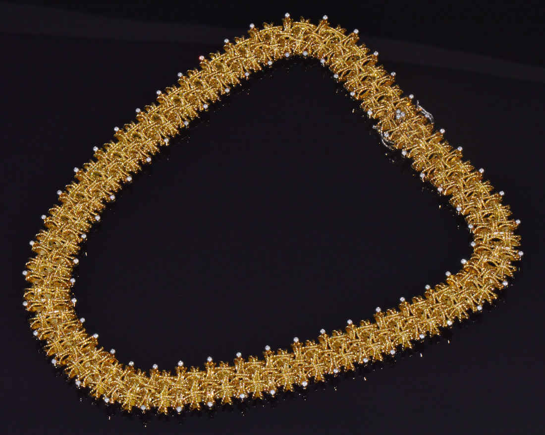 Roberto Coin Barocco 1.36CT Diamond Soild 18K Yellow Gold Collar Necklace 124.9G