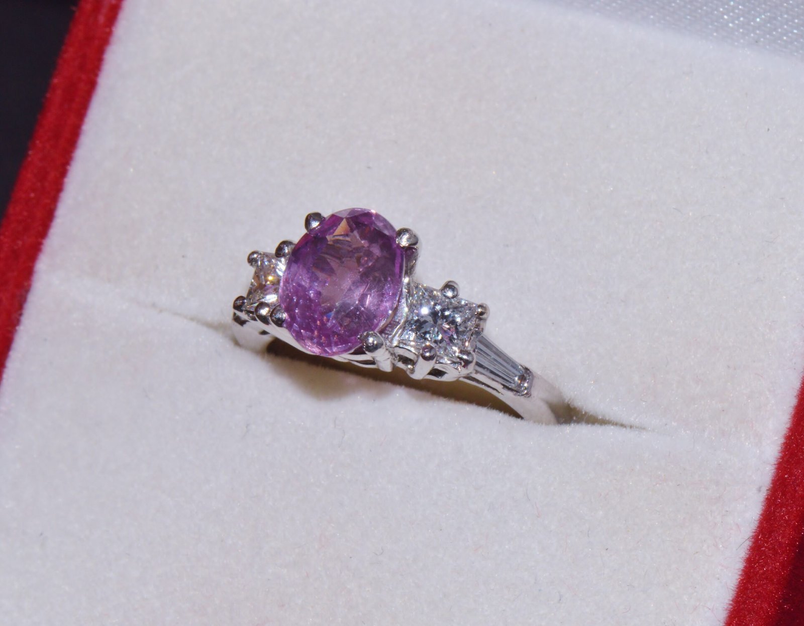 GIA Certified Natural 3.53Cts Diamond Sapphire Five Stone Platinum Ring