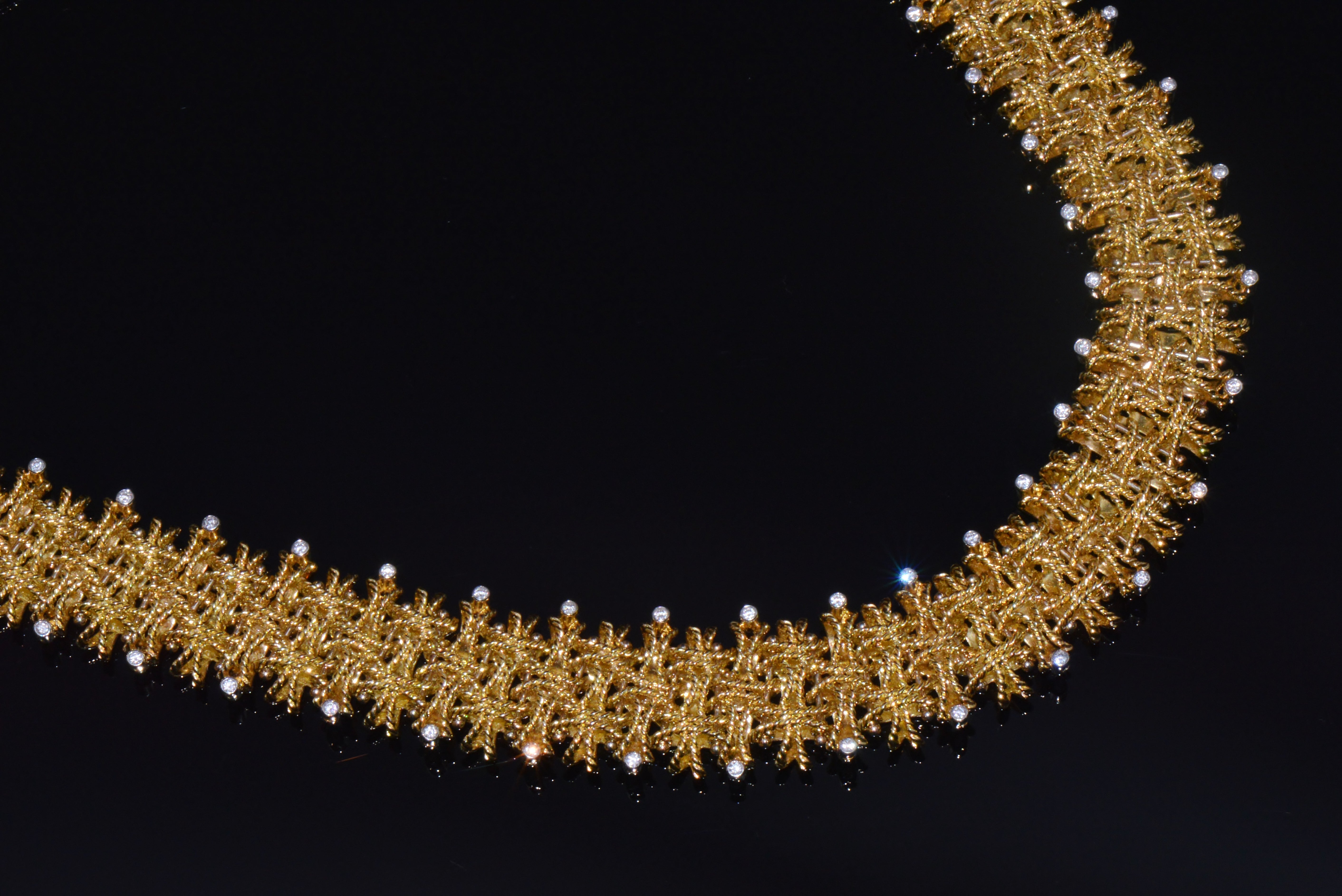 Roberto Coin Barocco 1.36CT Diamond Soild 18K Yellow Gold Collar Necklace 124.9G
