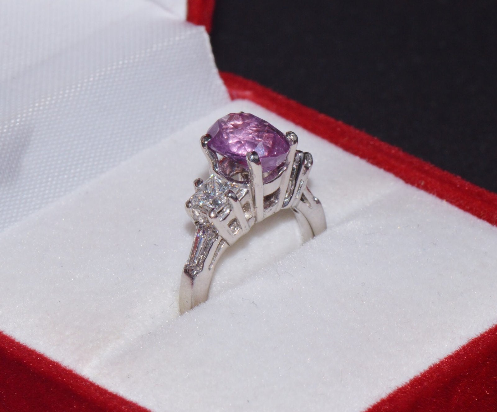 GIA Certified Natural 3.53Cts Diamond Sapphire Five Stone Platinum Ring