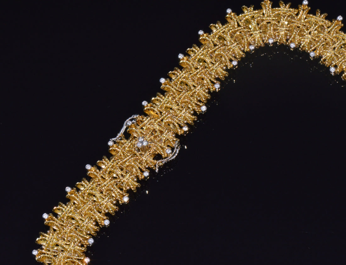 Roberto Coin Barocco 1.36CT Diamond Soild 18K Yellow Gold Collar Necklace 124.9G