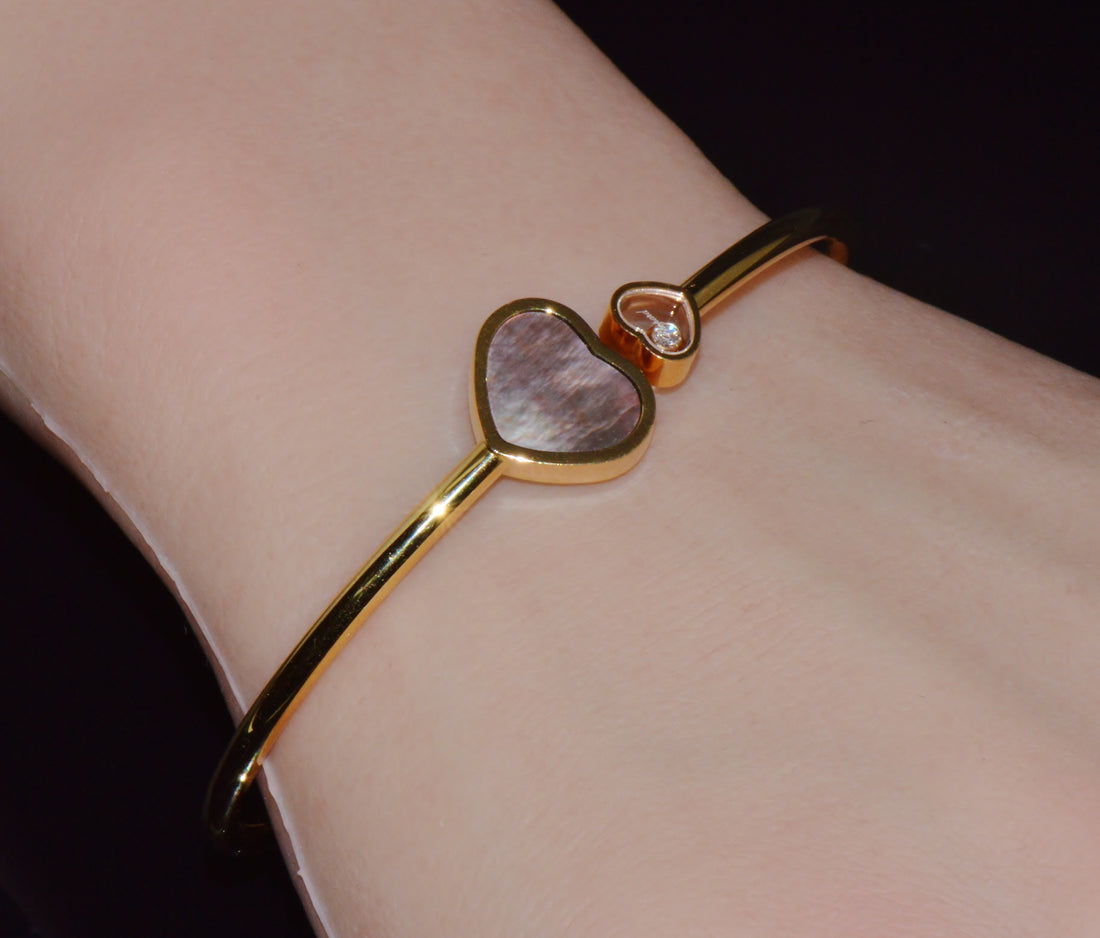 Chopard Happy Hearts Tahitian Mother-of-Pearl Diamond 18K Rose Gold Bangle