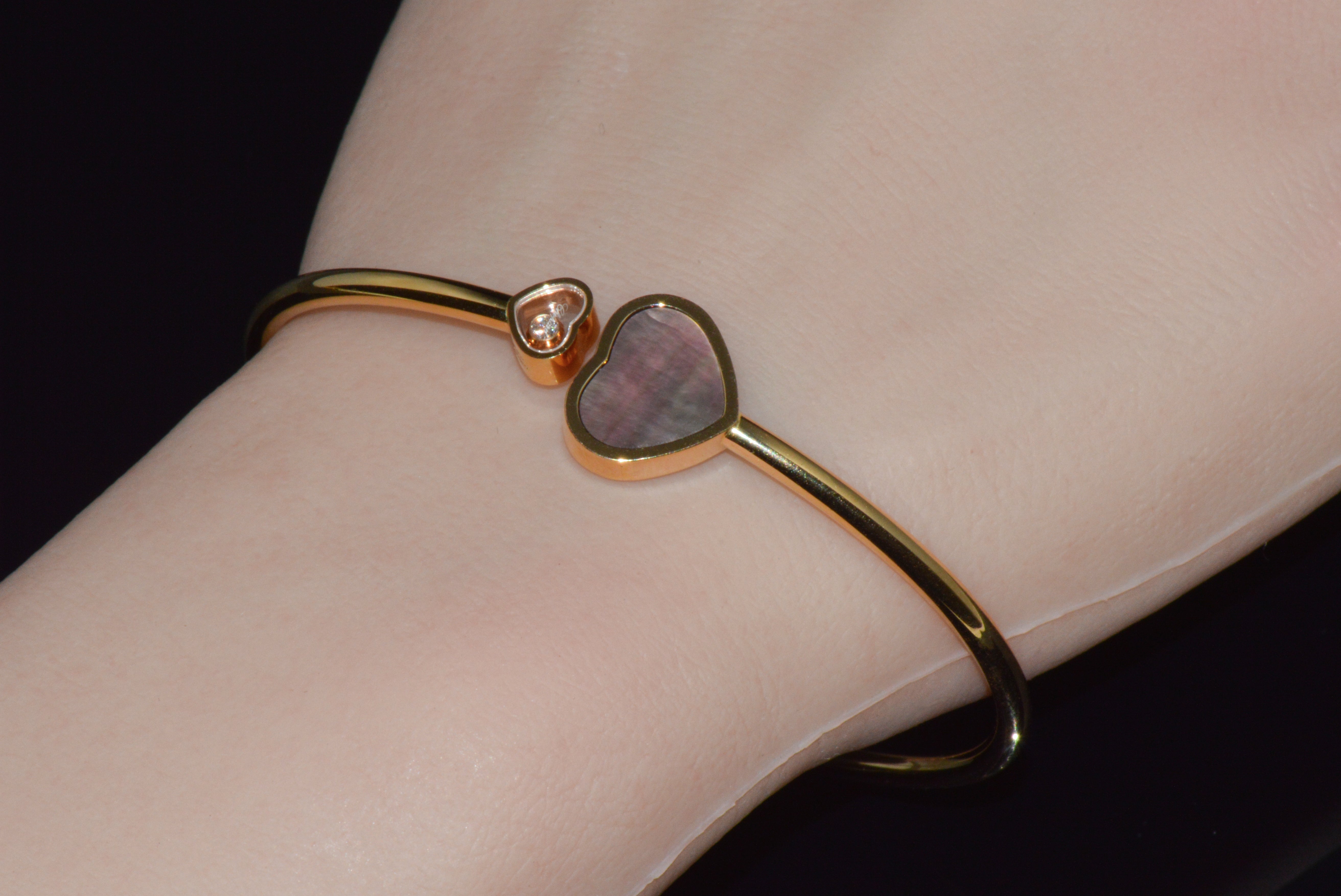Chopard Happy Hearts Tahitian Mother-of-Pearl Diamond 18K Rose Gold Bangle