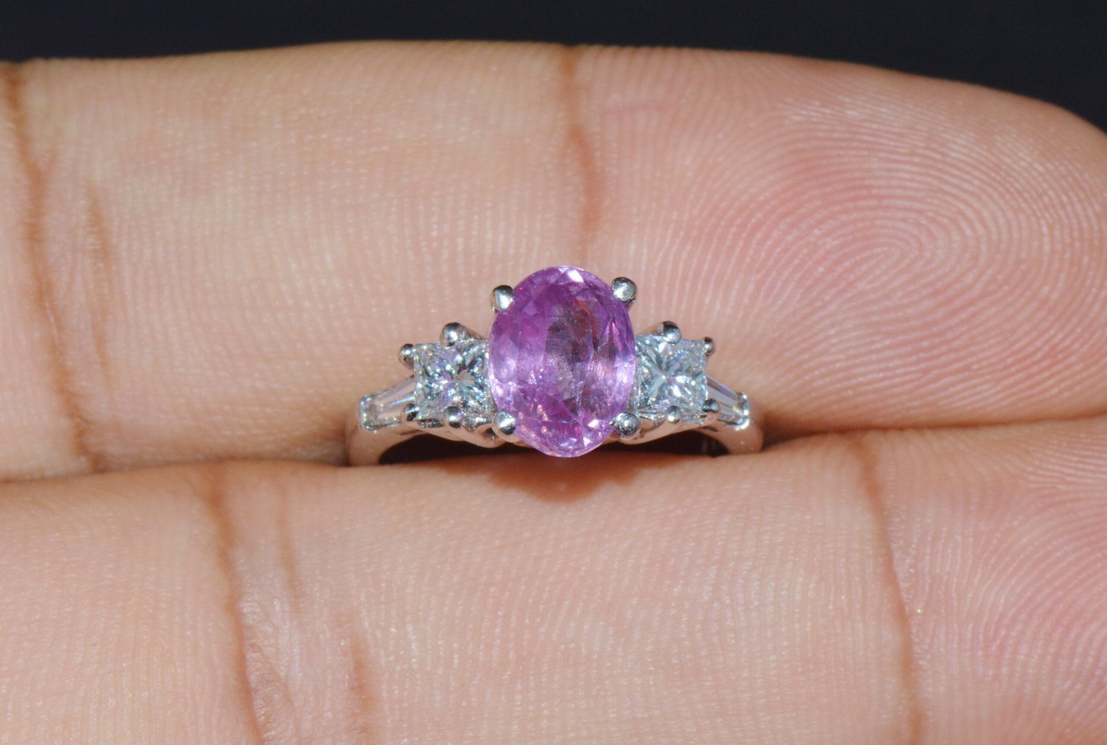 GIA Certified Natural 3.53Cts Diamond Sapphire Five Stone Platinum Ring