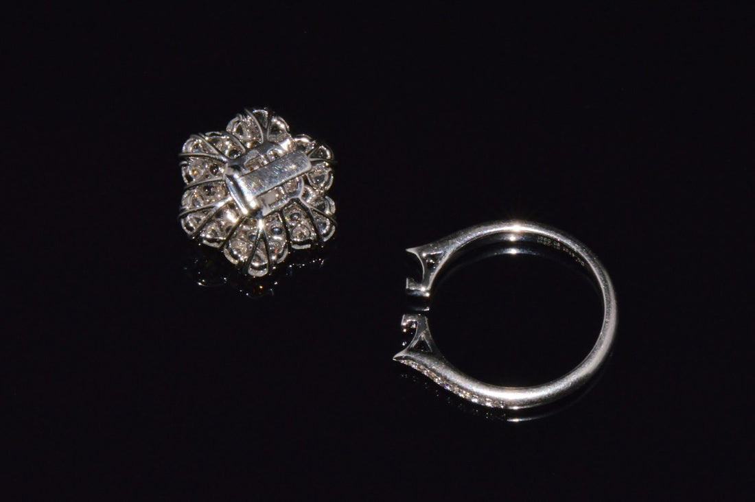 GIA Natural 1.55CTS VS Pink Diamond Sapphire 18K Gold Floral Halo 2-IN-1 Pendant Ring