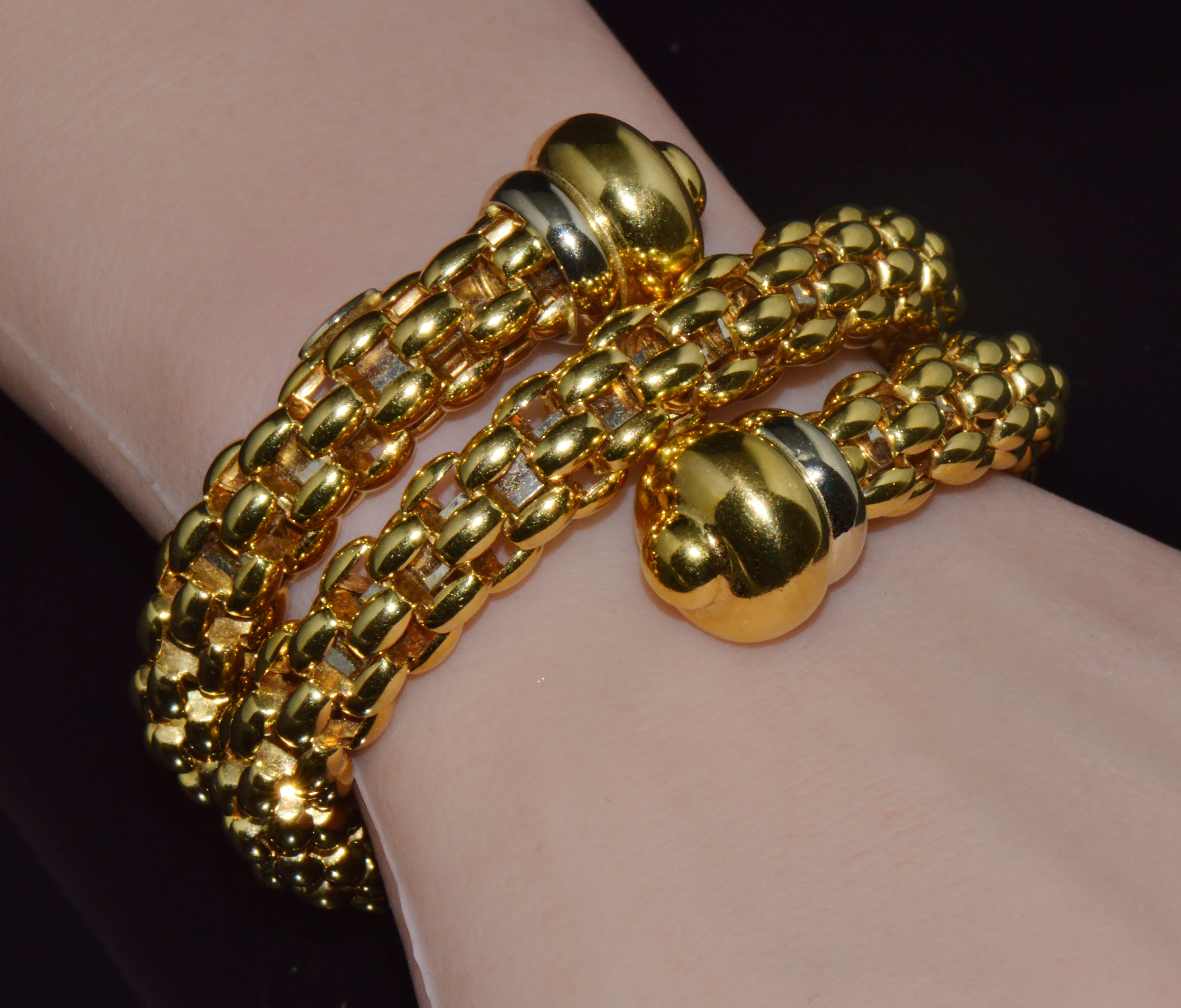 Vintage FOPE Flex’it Double Wrap Bangle Bracelet in 18K Yellow & White Gold
