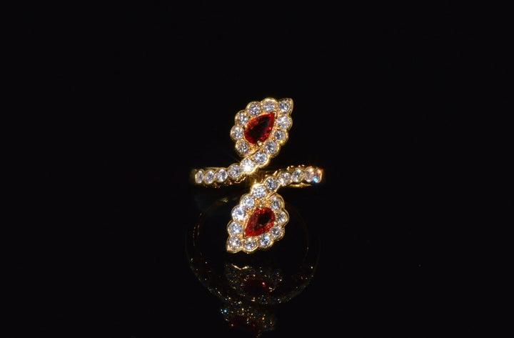 Certified Natural 2.15Cts VS F Diamond Orange Sapphire 18K Solid Gold Bypass Dinner Ring
