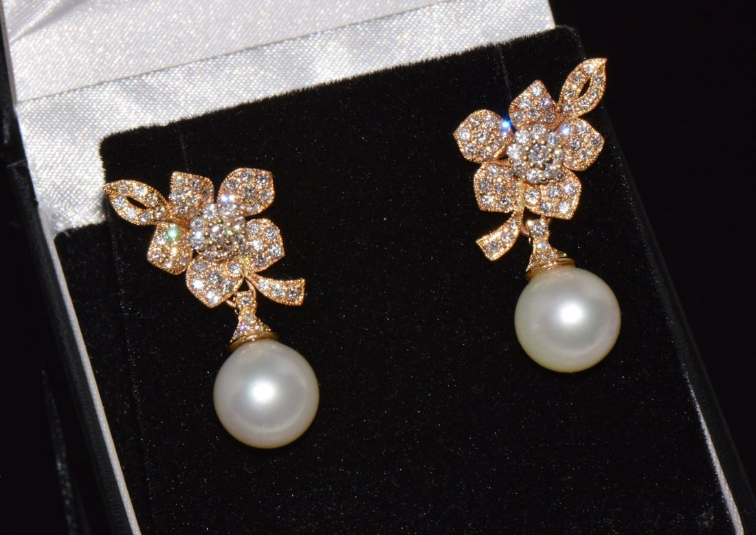 Certified Natural Solid 18K Gold 21.53CTS Diamond South Sea Pearl 3-IN-1 Convertible Earrings