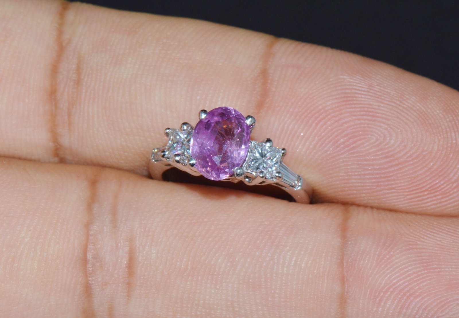 GIA Certified Natural 3.53Cts Diamond Sapphire Five Stone Platinum Ring