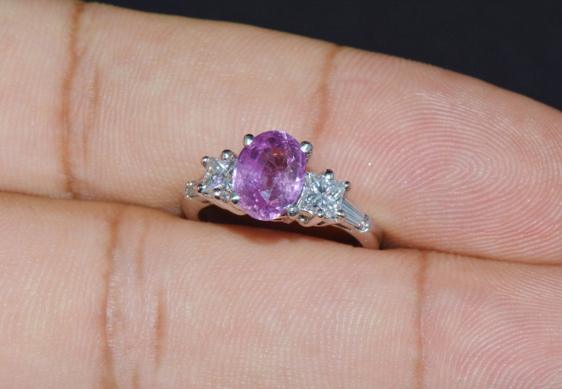 GIA Certified Natural 3.53Cts Diamond Sapphire Five Stone Platinum Ring