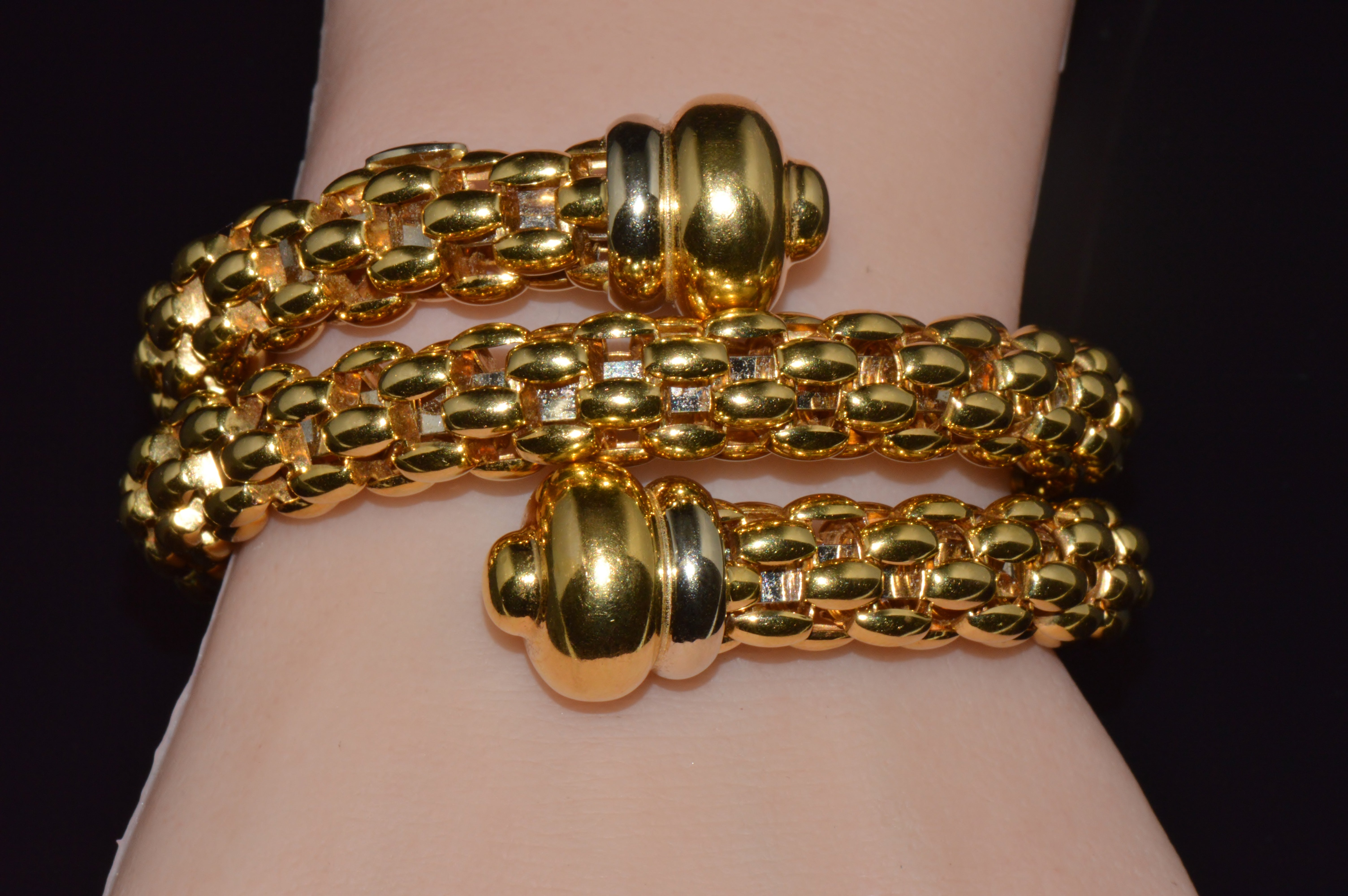 Vintage FOPE Flex’it Double Wrap Bangle Bracelet in 18K Yellow & White Gold