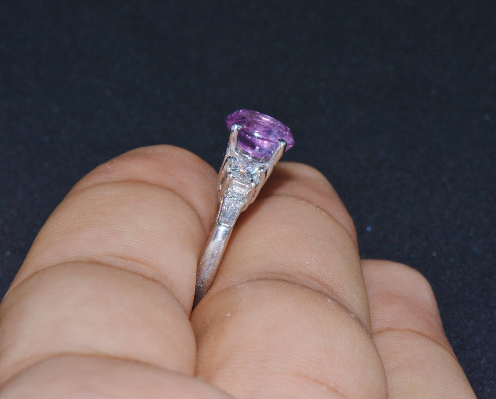 GIA Certified Natural 3.53Cts Diamond Sapphire Five Stone Platinum Ring
