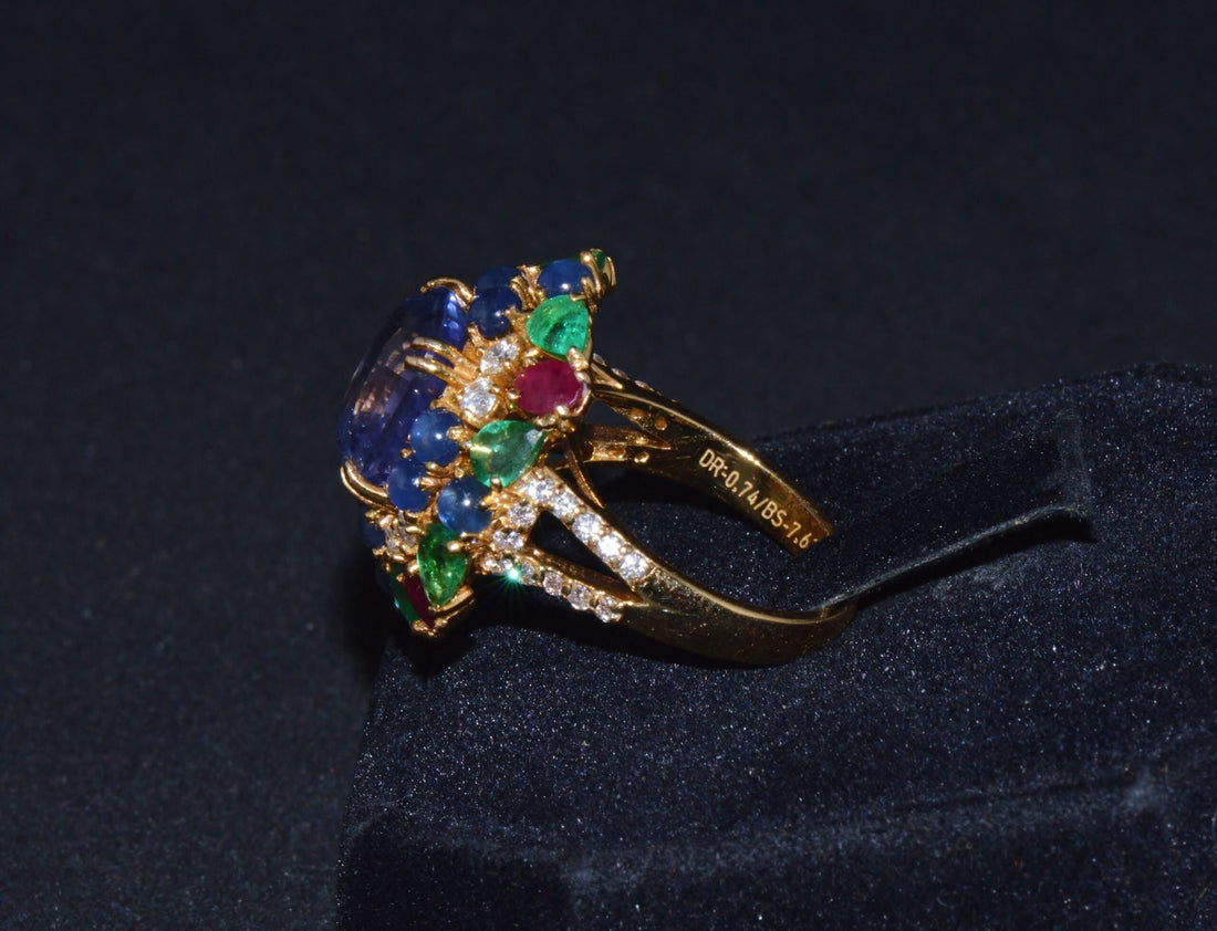 GIA Natural 11.84CTS VS F Diamond No Heat Sapphire Ruby Emerald 18K Gold Dinner Cocktail Ring